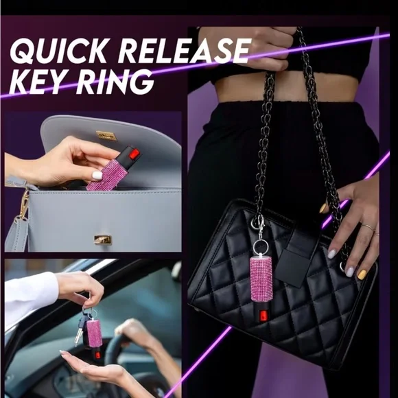 Rhinestone Protective Spray Keychain - Picture 6 of 7